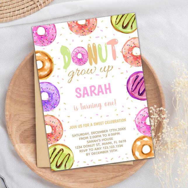 Editable Sweet Treat Party Invite (Light Colors Donut Birthday Invitations)