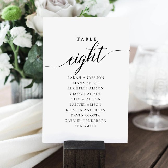 Editable Table Number Eight Seating Chart Card (Creator Uploaded)