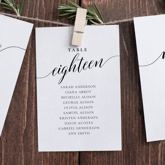 Editable Table Number Eighteen Seating Chart Card (Creator Uploaded)