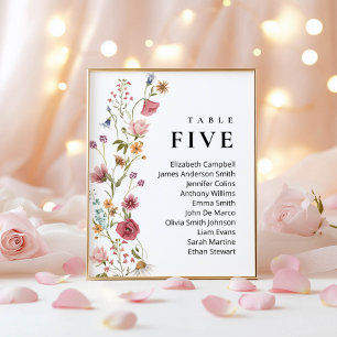 Editable Table Number Five Seating Chart Card