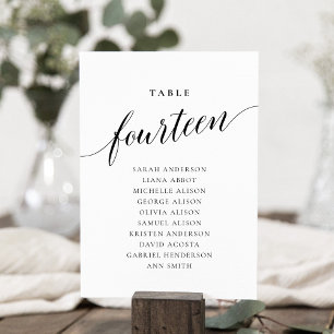 Editable Table Number Fourteen Seating Chart Card