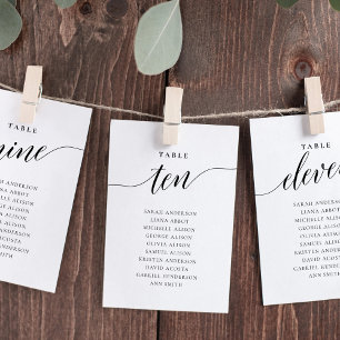 Editable Table Number Ten Seating Chart Card