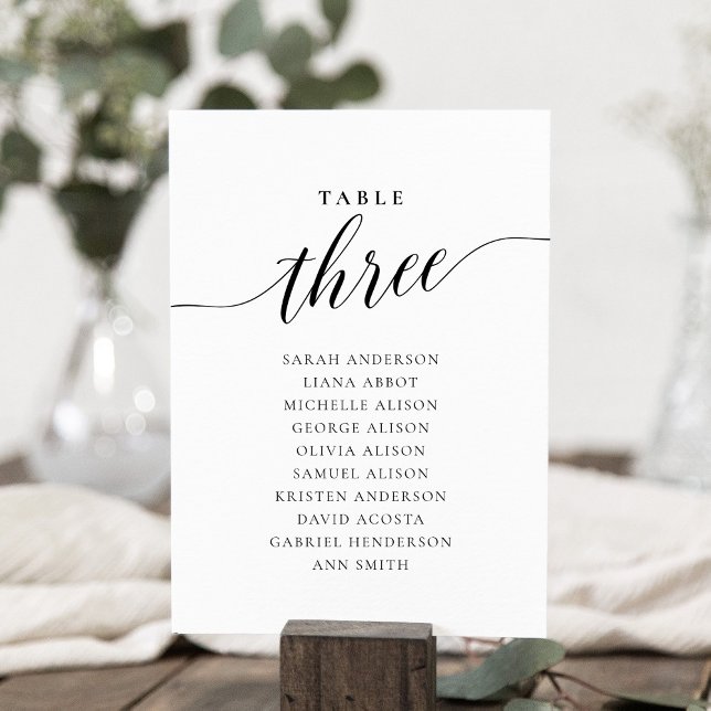 Editable Table Number Three Seating Chart Card (Table number wording Three. Hanging seating chart)