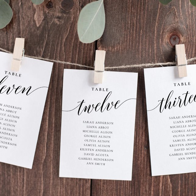 Editable Table Number Twelve Seating Chart Card (Creator Uploaded)
