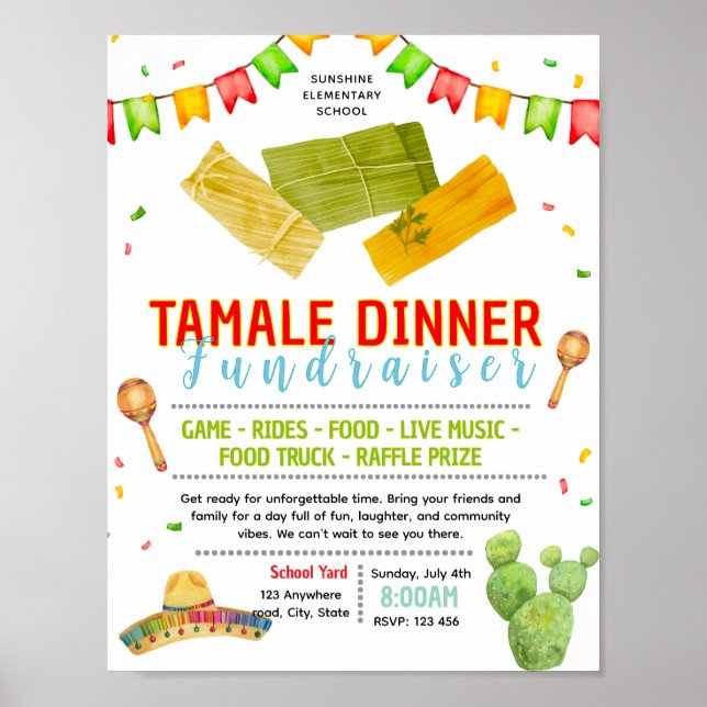 Editable tamale dinner fundraiser flyer poster (Front)