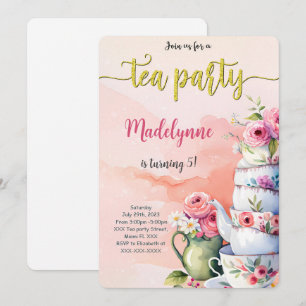 Editable Tea Party Birthday Party Invitation