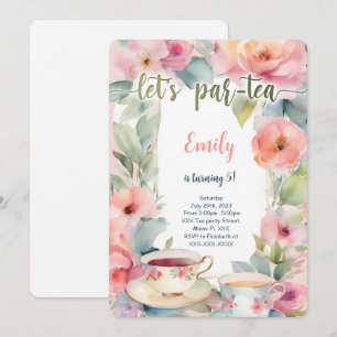Editable Tea Party Birthday Party Invitation