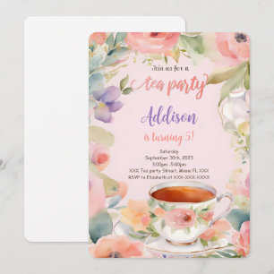 Editable Tea Party Birthday Party Invitation