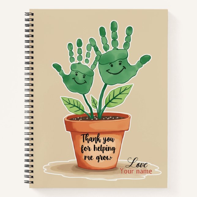 Editable Teacher Gift With Handprint Art Notebook (Front)