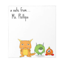 Editable Teacher's Monsters Notepad