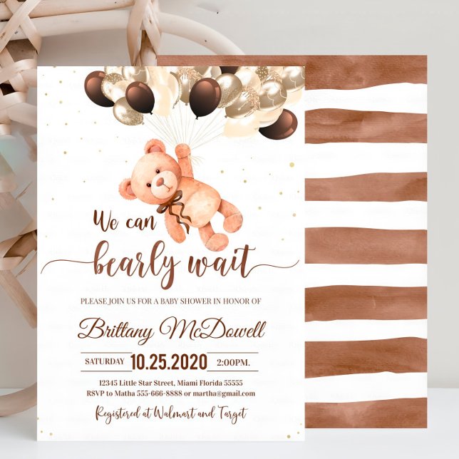 Editable Teddy Bear Baby Shower Invitation Brown (Creator Uploaded)