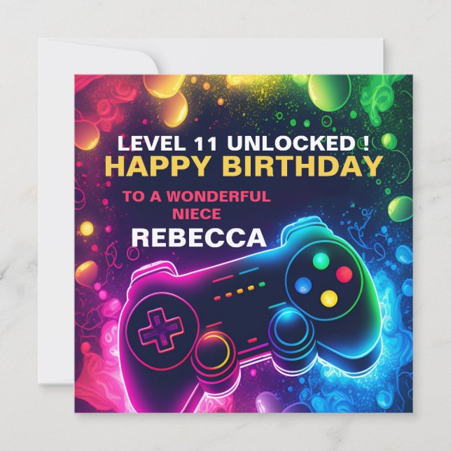 EDITABLE teenage Birthday Gaming son  Holiday Card (Front)