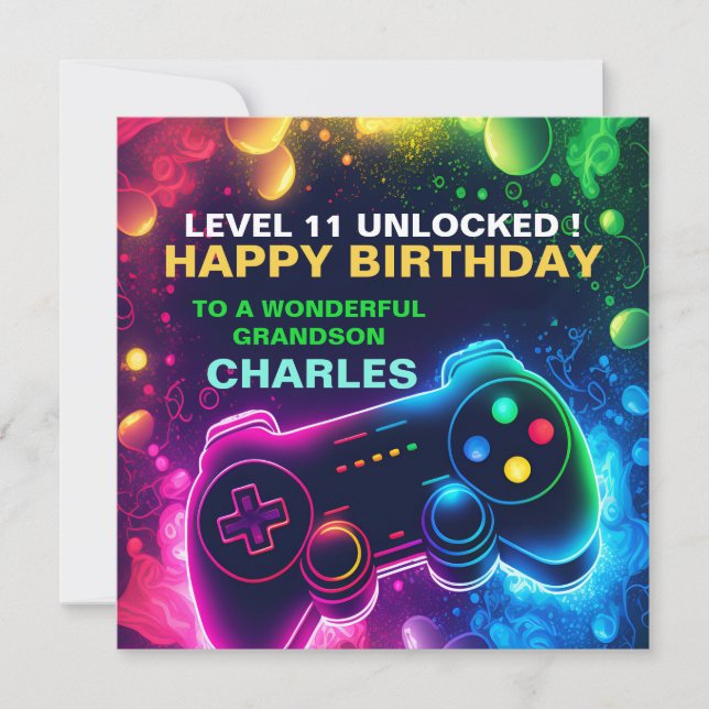 EDITABLE teenage Birthday Gaming son  Holiday Card (Front)