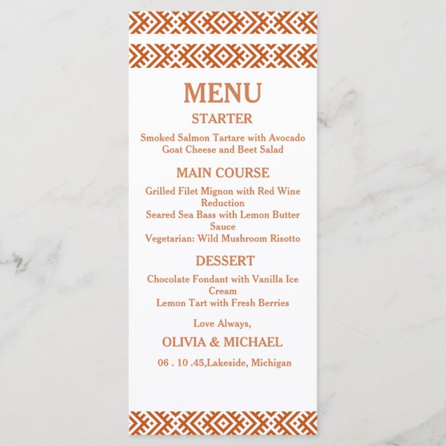 Editable Template African Print Wedding Menu (Front)