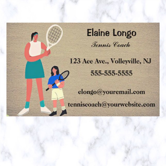 Editable Tennis Coach Business Card (Creator Uploaded)
