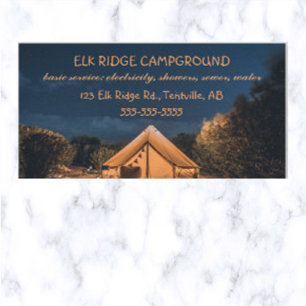 Editable Tent Campground Business Card