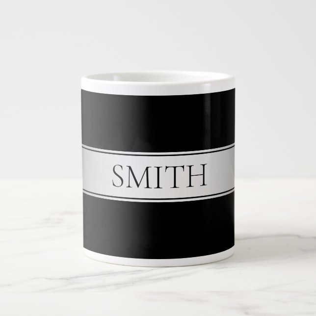 Editable Text & Colours | Gradient Stripe w/Border Large Coffee Mug (Front)
