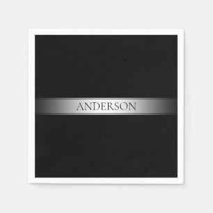 Editable Text & Colours Gradient Stripe w/Border Napkin