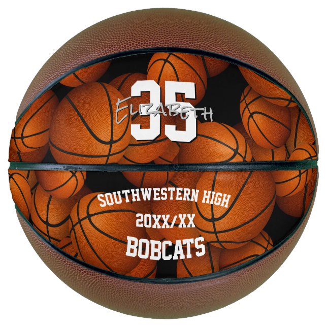 Editable text custom patterned basketball (Front)
