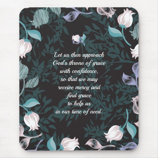 Editable text floral pattern design black ver mouse pad (Front)
