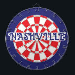 (editable text) NASHVILLE TN  White Red Navy Blue Dartboard<br><div class="desc">NASHVILLE TN White, Red, And Navy Blue Coloured Dart Board Game Including 6 Brass Darts (can personalise with your choice of text) 🎯Please let me know if you have additional questions and because Zazzle's customer support handles the customer experience you may reach Zazzle customer support by chat, phone or email...</div>