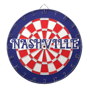 (editable text) NASHVILLE TN White Red Navy Blue Dartboard