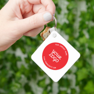 Editable Text & Your Logo Christmas Holiday Red Key Ring