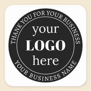 Editable Text & Your Logo or other Design Square Sticker