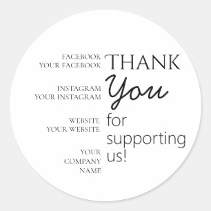 Editable Thank You For Supporting Us Classic Round Sticker