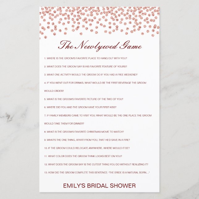 Editable The Newlywed Game, Who Knows Couple (Front)