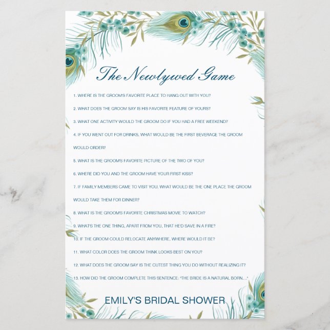 Editable The Newlywed Game, Who Knows Couple (Front)