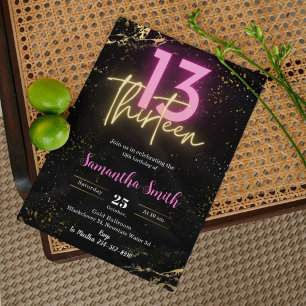 Editable Thirteen Birthday Party Invitation