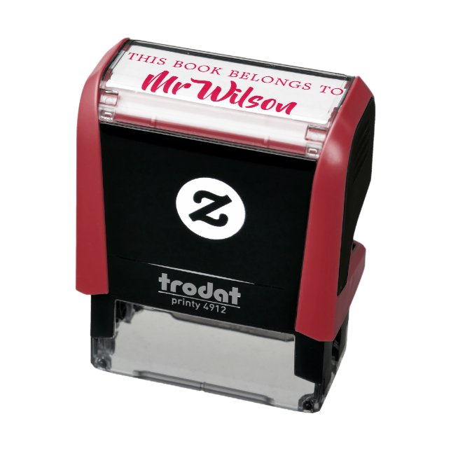 Editable This Book Belongs To Bookplate Script Self-inking Stamp (Product)