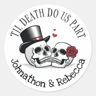 Editable Til Death Do Us Part Wedding Classic Round Sticker