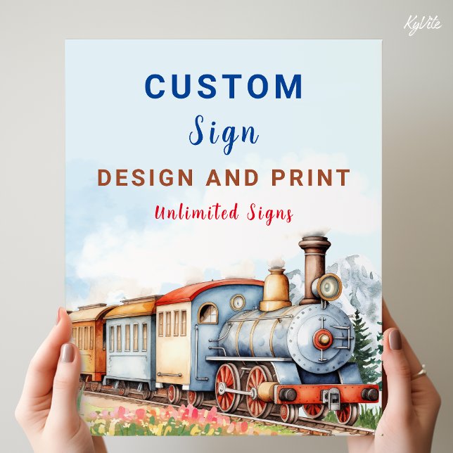 Editable Train Birthday Custom Sign Board (Creator Uploaded)