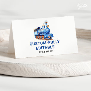 Editable Train Birthday Folded Food Tent Card