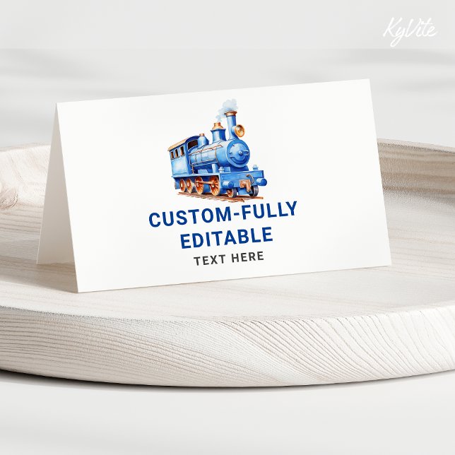 Editable Train Birthday Folded Food Tent Card (Creator Uploaded)