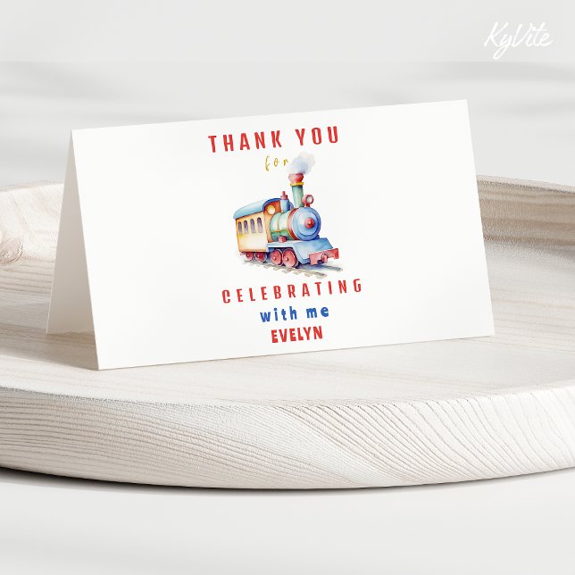 Editable Train Folded Thank You Card-2nd Birthday (Creator Uploaded)