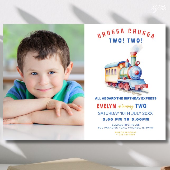 Editable Train Photo Birthday Invite  (Creator Uploaded)