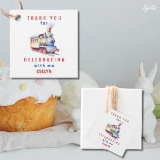 Editable Train Squared 2nd Birthday Thank You Tag