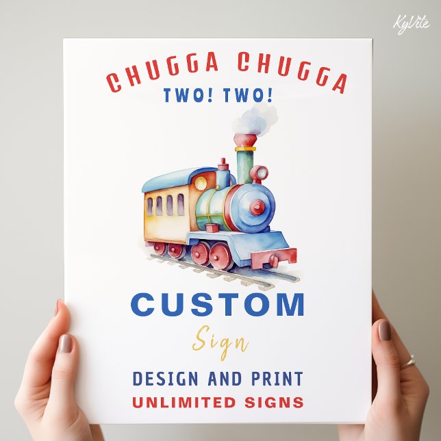 Editable Train Theme Birthday Custom Sign (Creator Uploaded)