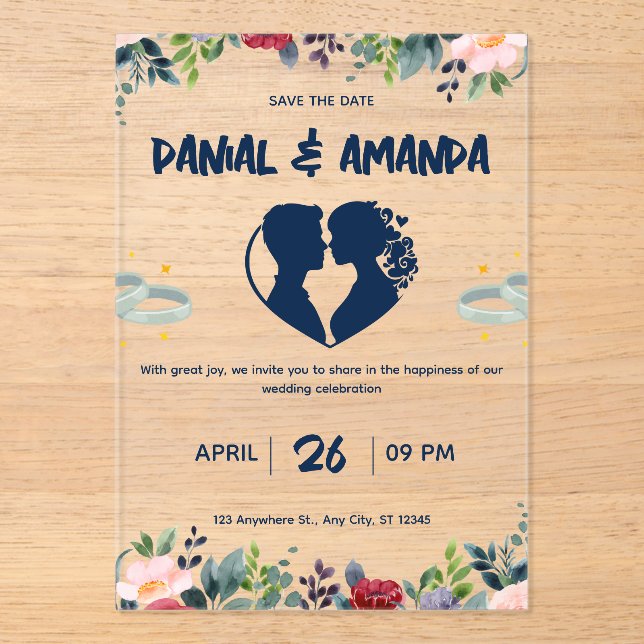 Editable Transparent Wedding Invitation Template  (Front)