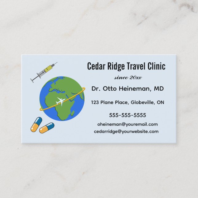 Editable Travel Clinic Business Card (Front)