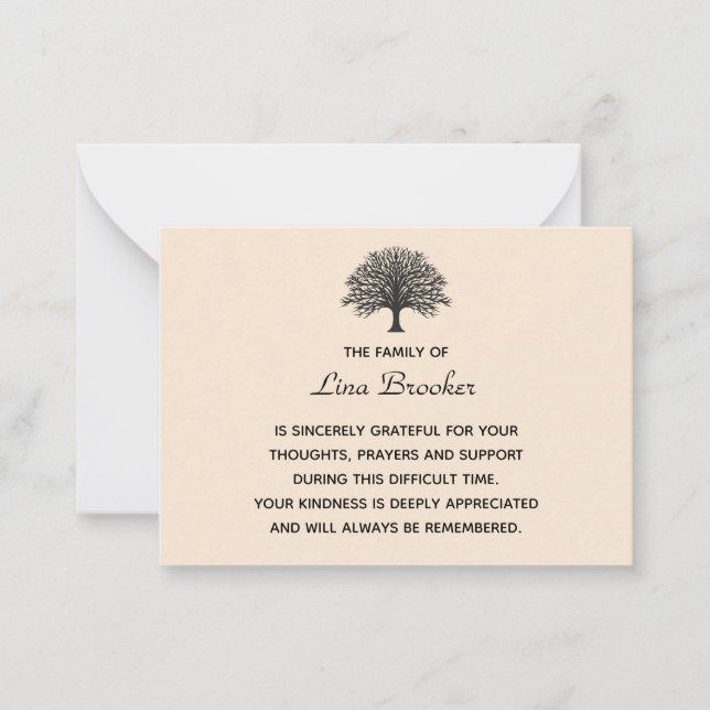 Editable Tree Silhouette Appreciation Card (Front)