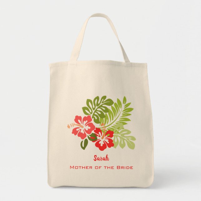 Editable Tropical Hibiscus Tote Bag (Front)