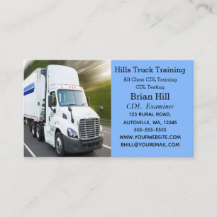 Editable Truck Driving School Instructor Examiner Business Card