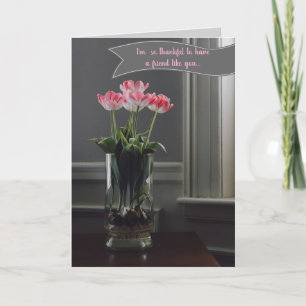 Editable Tulips in a Glass Vase Card