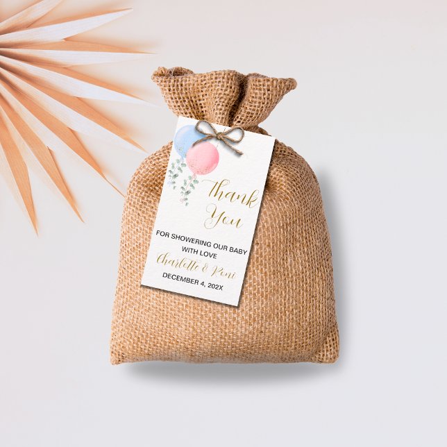 Editable Twin Babies Baby Shower Thank You Tag (Creator Uploaded)