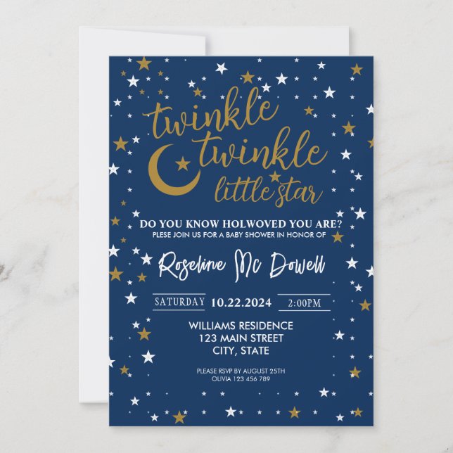EDITABLE Twinkle Twinkle Little Star,Boy Shower, Invitation (Front)