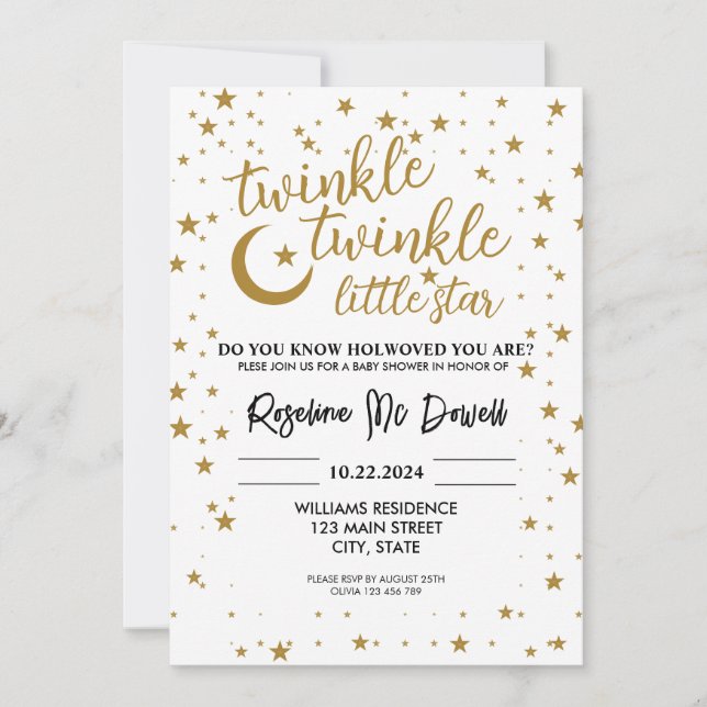 EDITABLE Twinkle Twinkle Little Star,Boy Shower, Invitation (Front)